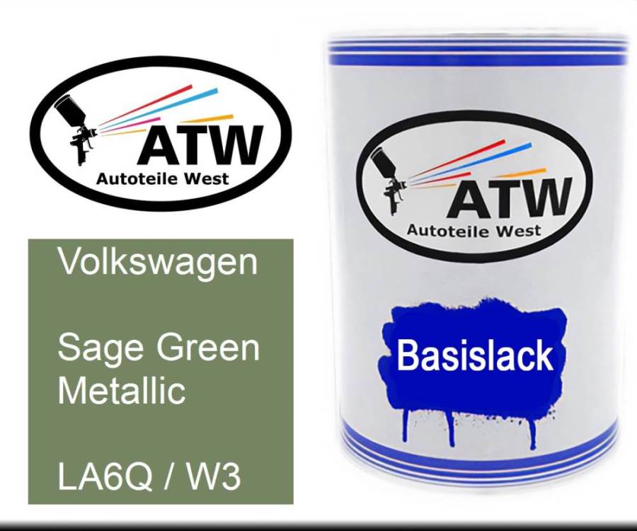 Volkswagen, Sage Green Metallic, LA6Q / W3: 500ml Lackdose, von ATW Autoteile West.